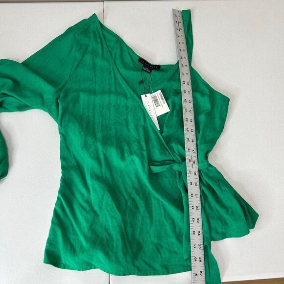 Sanctuary Womens Top Extra Large Green Dani One Shoulder Tie Wrap Blouse Resort - Picture 4 of 12